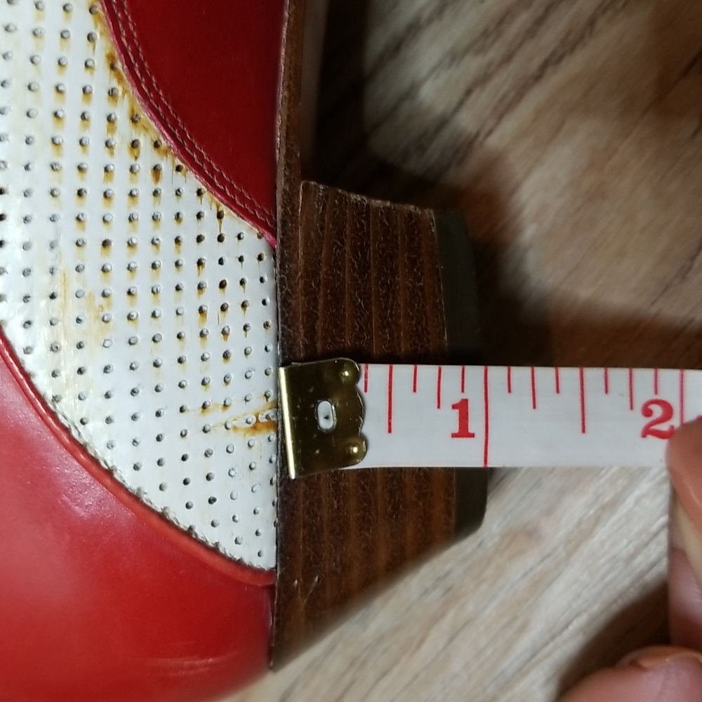 Vintage Amalfi Womens Red White Almond Toe Low Heel Loafers Flats Size 7… - Picture 14 of 14